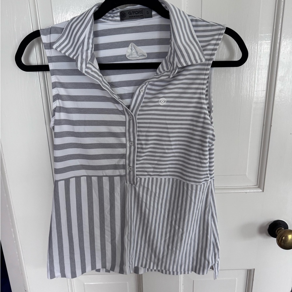 G/Fore Women's Striped Gray Sleeveless Top, size S